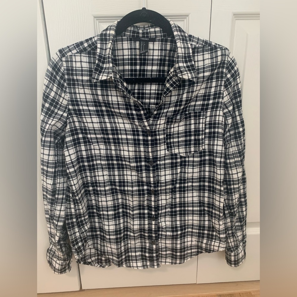 Black & white plaid button up
